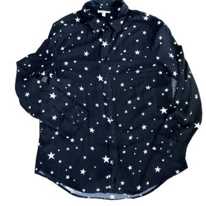Como BLU - Woman’s Button Up Star Pattern Blouse